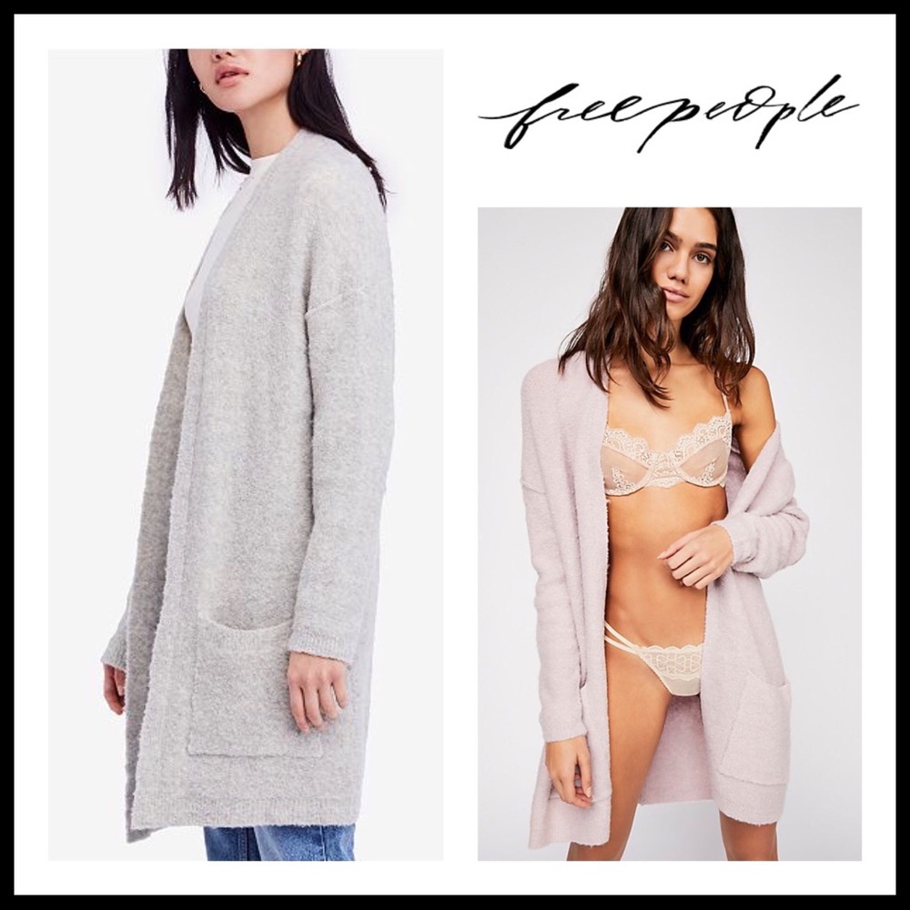 FREE PEOPLE OVERSIZED LONG KNIT POCKETS CARDIGAN - Picture 4 of 8